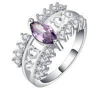 KCHSRKHXC Rings Engagement Women,Marquise with Heart Cubic Zirconia Purple Woman Ring Rings for Wedding Women Ring Size L 1/2-T 1/2