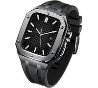 KCHSRKHXC Rubber Wtch Strap+Stainless Steel Watch CaseKit,For Series 8/7 45mm,Luxury Replacement Band And Bezel,For Serie 6/5/4/SE