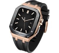 KCHSRKHXC Rubber Wtch Strap+Stainless Steel Watch CaseKit，For Series 8/7 45mm，Luxury Replacement Band And Bezel，For Serie 6/5/4/SE