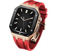 KCHSRKHXC Rubber Wtch Strap+Stainless Steel Watch CaseKit，For Series 8/7 45mm，Luxury Replacement Band And Bezel，For Serie 6/5/4/SE