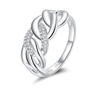 KCHSRKHXC S Clear Chain Ring Finger Rings For Women Engagement Wedding Statement Jewelry