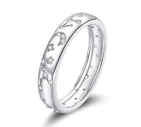 KCHSRKHXC S Clear Shining Stars Finger Rings For Women Engagement Wedding Statement Jewelry
