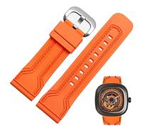 KCHSRKHXC Silicone Watch Band 28mm Watchbands for Seven on Friday Strap Silicone Rubber Watch Accessories Waterproof Wrist Band Bracelet Belt (Color : Black-Black Buckle, Size : 28mm)