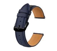 KCHSRKHXC Textura de cuero Reloj Cinturón para hombres Mujeres 18 mm 20 mm de 22 mm Braceletas Banda de observación de reemplazo rápido Hebilla negra (azul-negro, 20 mm)