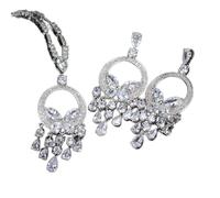 KCHSRKHXC Zirconia cúbica Pedrina de borde de piedra Pendientes de collar de novia Juegos de joyas de boda para novias Juegos de joyería