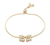 KCHSRKHXC Zirconia cúbica única Charmón de doble baile Damas Damas Joyas femeninas Cadena ajustable Amistad