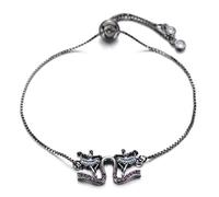 KCHSRKHXC Zirconia cúbica única Charmón de doble baile Damas Damas Joyas femeninas Cadena ajustable Amistad