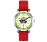 Kchss Relojes para niños, reloj de aprendizaje para niños, colorido fútbol para niños pequeños y tiempo de aprendizaje fácil de leer, reloj analógico para niños y niñas de 3 a 11 años, rojo