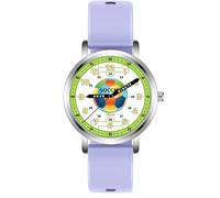 Kchss Relojes para niños, reloj de aprendizaje para niños, colorido fútbol para niños pequeños y tiempo de aprendizaje fácil de leer, reloj analógico para niños y niñas de 3 a 11 años, color morado