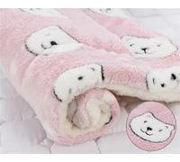 KCHYCV Colchoneta Impermeable for Dormir for Mascotas, Ropa de Cama de Invierno, Forros Suaves, colchoneta Reversible for Perros y Gatos, cómoda y Lavable for hámster.(Pink Bear Head,49X32CM)
