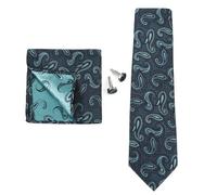 KCHYCV Men's Tie & Cufflinks Set Premium Silk Tie with Pocket Square & Cufflinks Elegant Mens Accessories Gift Set for Formal Weddings & Business Classic Design with Patterns(5629-5)
