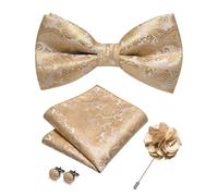 KCHYCV Men's Tie & Cufflinks Set Premium Silk Tie with Pocket Square & Cufflinks Elegant Mens Accessories Gift Set for Formal Weddings & Business Classic Design with Patterns(Yellow Sliver)