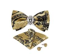 KCHYCV Men's Tie & Cufflinks Set Premium Silk Tie with Pocket Square & Cufflinks Elegant Mens Accessories Gift Set for Formal Weddings & Business Classic Design with Patterns(LH-7033-JZ0013)