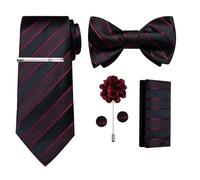 KCHYCV Men's Tie & Cufflinks Set Premium Silk Tie with Pocket Square & Cufflinks Elegant Mens Accessories Gift Set for Formal Weddings & Business Classic Design with Patterns(7237-3029-LJBR)