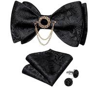 KCHYCV Men's Tie & Cufflinks Set Premium Silk Tie with Pocket Square & Cufflinks Elegant Mens Accessories Gift Set for Formal Weddings & Business Classic Design with Patterns(LH-3135 XZ-0009)