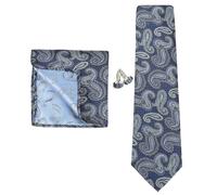 KCHYCV Men's Tie & Cufflinks Set Premium Silk Tie with Pocket Square & Cufflinks Elegant Mens Accessories Gift Set for Formal Weddings & Business Classic Design with Patterns(5629-15)