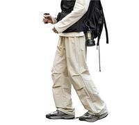KCHYCV Pantalones cargo holgados for hombre, pantalones de trabajo elásticos, pantalones casuales de corte holgado for trabajar y actividades al aire libre.(Khaki,(AS) XL or (EU) M)
