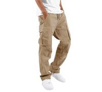 KCHYCV Pantalones cargo holgados for hombre, pantalones de trabajo elásticos, pantalones casuales de corte holgado for trabajar y actividades al aire libre.(Khaki,XL)