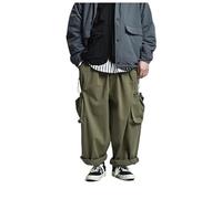 KCHYCV Pantalones cargo holgados for hombre, pantalones de trabajo elásticos, pantalones casuales de corte holgado for trabajar y actividades al aire libre.(Army green,XL)