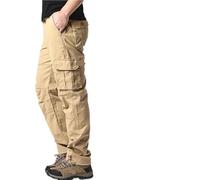 KCHYCV Pantalones cargo holgados for hombre, pantalones de trabajo elásticos, pantalones casuales de corte holgado for trabajar y actividades al aire libre.(Khaki,XXL)