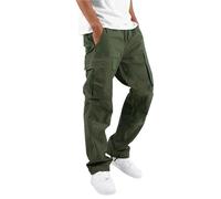 KCHYCV Pantalones cargo holgados for hombre, pantalones de trabajo elásticos, pantalones casuales de corte holgado for trabajar y actividades al aire libre.(Army green,S)