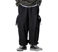 KCHYCV Pantalones cargo holgados for hombre, pantalones de trabajo elásticos, pantalones casuales de corte holgado for trabajar y actividades al aire libre.(Black,L)