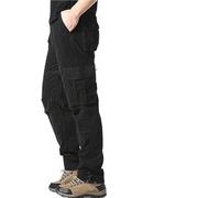 KCHYCV Pantalones cargo holgados for hombre, pantalones de trabajo elásticos, pantalones casuales de corte holgado for trabajar y actividades al aire libre.(Black,M)