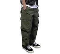 KCHYCV Pantalones cargo holgados for hombre, pantalones de trabajo elásticos, pantalones casuales de corte holgado for trabajar y actividades al aire libre.(Green,L)