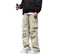KCHYCV Pantalones cargo holgados for hombre, pantalones de trabajo elásticos, pantalones casuales de corte holgado for trabajar y actividades al aire libre.(Apricot,(AS) XL or (EU) M)