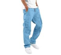 KCHYCV Pantalones cargo holgados for hombre, pantalones de trabajo elásticos, pantalones casuales de corte holgado for trabajar y actividades al aire libre.(SKY BLUE,XXL)