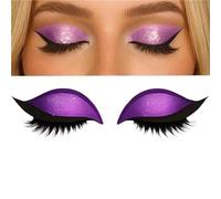 KCHYCV Reusable 3 Pair Eye Shadow Eyelash Patch 2-In-1 Eye Makeup Sticker with False Lashes & Shadow Waterproof Cosmetic Tools(Purple_3 Pairs)