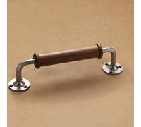 KCIOQLS Manilla De Puerta De Madera Maciza Y Latón, Tiradores for Armarios, Antideslizante, Cómoda, Duradera, Adecuada for Diversos Paneles De Puertas, Armarios(Antique Silver,23.5cm/9.3in)