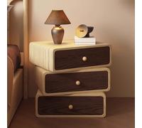 KCIOQLS Mesita De Noche Alta con Cajones,Mesitas De Noche Giratorias De Madera,A Prueba De Arañazos, Gran Capacidad De Almacenamiento,Ideal for El Salón Y El Dormitori(White,50cm/19.7in,3-Tier)