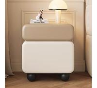 KCIOQLS Mesita De Noche Moderna, Mesita De Noche con Espacio De Almacenamiento, Agradable Al Tacto Y Resistente, Gran Capacidad, Ideal for El Dormitorio Y El Salón(Khaki+White,40cm/15.7in,Legs)