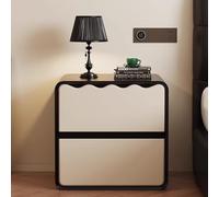 KCIOQLS Mesitas De Noche Sin Montar, Mesitas De Noche con Cajones, Esquinas Redondeadas for Mayor Seguridad, Ideales for El Almacenamiento En El Salón Y El Dormitorio(Black,50cm/19.7in,2-Tier)