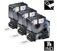 KCMYTONER Paquete de 3 cintas de etiquetas de vinilo compatibles con Dymo Rhino Pro IND 18445 de 19 mm, etiqueta negra sobre blanca para Rhino y cinta de etiquetadora 3M