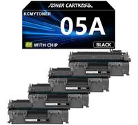 KCMYTONER Paquete de 4 cartuchos de tóner negros compatibles para HP 05A CE505A para usar con impresora láser Jet P2035 P2035n P2030 P2050 P2055 P2055d P2055dn P2055x Visita la tienda