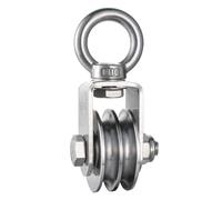 KCNOFNC 1 polea doble con 2 rodamientos de bolas, polea de acero inoxidable, polea de inversión para cuerdas de 8 mm, cable de acero, capacidad de carga 500 kg