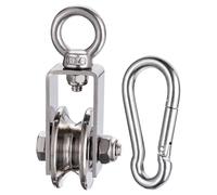 KCNOFNC Polea de 40 mm con 2 rodamientos de bolas, acero inoxidable para fitness con clip, poleas para cuerdas de 8 mm, capacidad de carga de 200 kg, 1 pieza