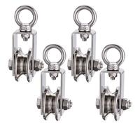 KCNOFNC Polea de 40 mm con 2 rodamientos de bolas, acero inoxidable, polea para cuerdas de 8 mm, cable de acero, capacidad de carga de 200 kg, 4 unidades