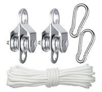 KCNOFNC Polea doble con 2 rodamientos de bolas, polea de acero inoxidable con cuerda de nailon de 10 m (6 mm), capacidad de carga de 70 kg