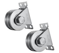 KCNOFNC Polea doble con 2 rodamientos de bolas, polea de acero inoxidable, poleas para cuerdas de 8 mm, cable de acero, capacidad de carga de 500 kg, 2 unidades