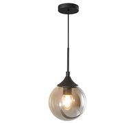 KCO Lámpara colgante contemporánea de color negro, lámpara colgante de globo de cristal con cable ajustable, iluminación moderna de mediados de siglo para isla de cocina (gris ahumado)