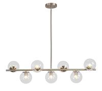 KCO Lámpara de araña de globo lineal de níquel cepillado, lámpara colgante lineal plateada para cocina, luces ajustables para comedor, luces de techo para colgar sobre la mesa, candelabro de globo de