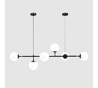 KCO Lighting Lámpara Colgante De Cocina Lineal Moderna En Blanco y Negro, Lámpara Colgante Sputnik Con Globos De Vidrio Blanco Con 6 Luces Para Comedor, Sala De Estar, Isla De Cocina