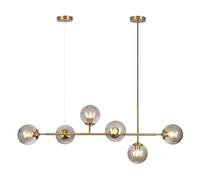 KCO Lighting Lámpara colgante de globo moderna de mediados de siglo, 6 luces, lámpara de araña Sputnik rectangular vintage para isla de cocina