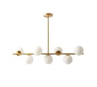 KCO Lighting Lámparas de Comedor Modernas de Metal Dorado, Lámpara Colgante de Isla de Cocina de Vidrio Blanco, 7 Luces, E27, Lámpara Colgante de Bola de Isla de 80 cm de Altura Ajustable