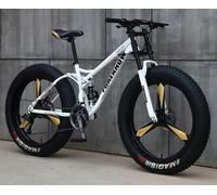 Kcolic Bicicleta Montaña 24/26", Bicicleta para Adultos con Neumáticos Anchos 4,0", Bicicleta 21 Velocidades, Cuadro Acero Carbono, Suspensión Doble Completa, Freno Disco Doble A,24in