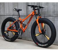 Kcolic Bicicleta Montaña 24/26", Bicicleta para Adultos con Neumáticos Anchos 4,0", Bicicleta 21 Velocidades, Cuadro Acero Carbono, Suspensión Doble Completa, Freno Disco Doble D,26in