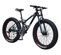 Kcolic Bicicleta Montaña 26 Pulgadas Y 21 Velocidades, Neumáticos Anchos, Cuadro Acero Alto Carbono, Suspensión Total, Freno Disco Doble, Ruedas 4 Pulgadas Grosor para Senderos Y Playa E,26in21